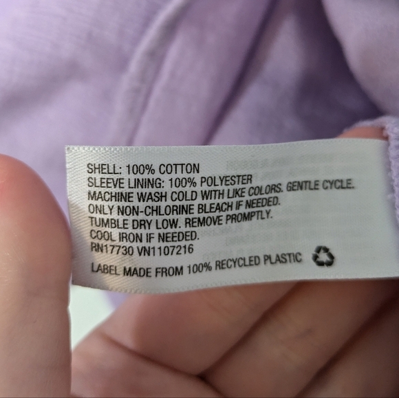 Lilac 100% Cotton Puffy Sleeves V-Neck Blouse from a new day Size Large - Picture 7 of 7